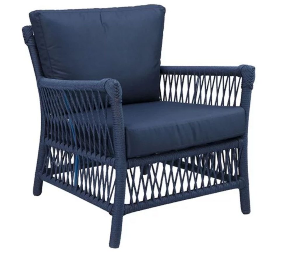 Poltrona com Puff Corda Náutica Azul Marinho Pronta entrega .
