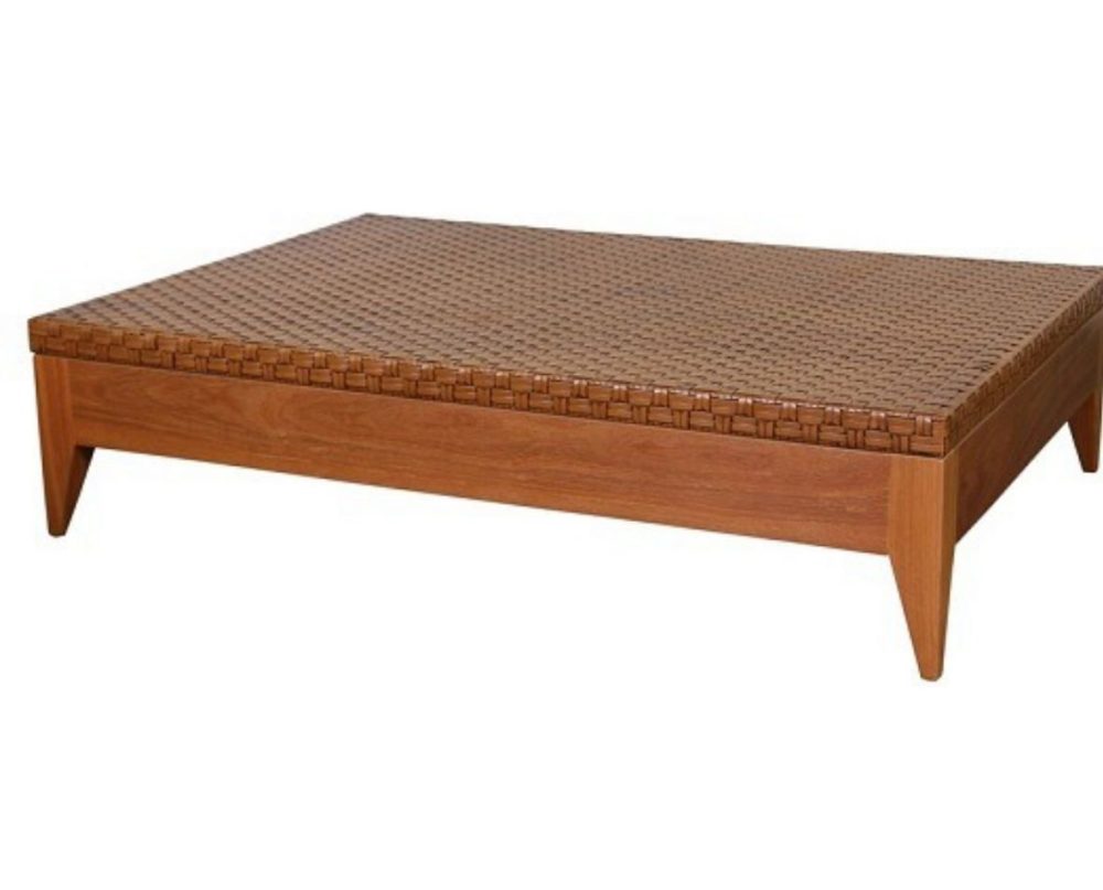 Mesa de Centro Flavia Madeira e junco envelhecida
