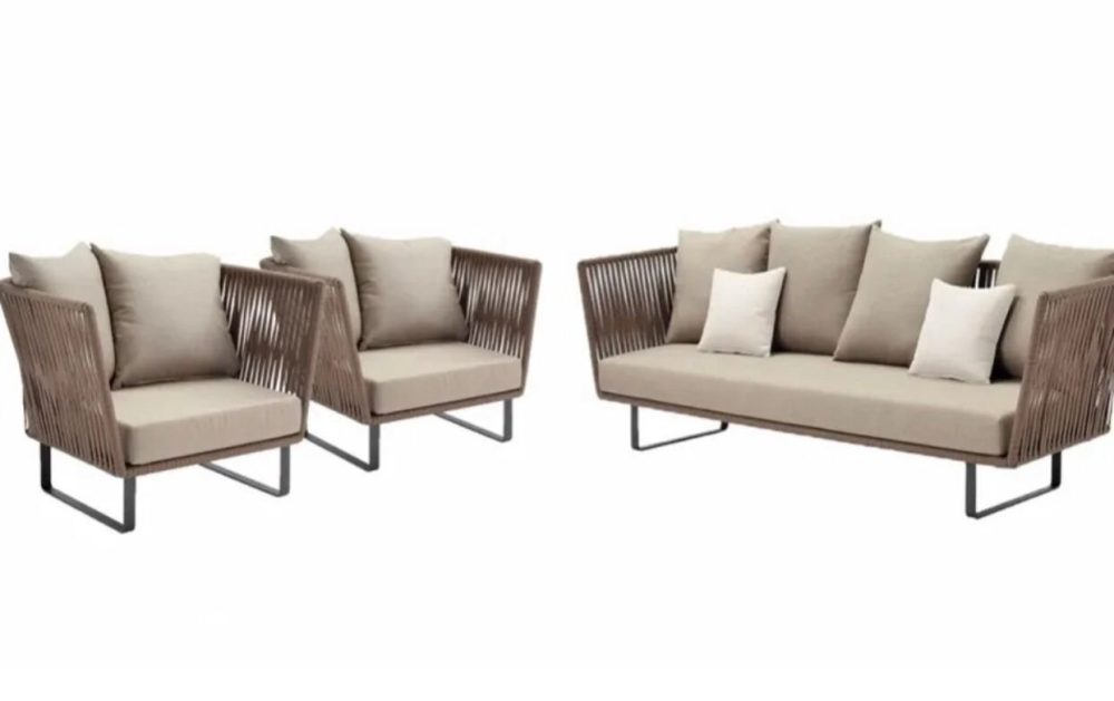 Conjunto Esmeralda Sofá 2 lugares e 2 poltronas Corda Náutica