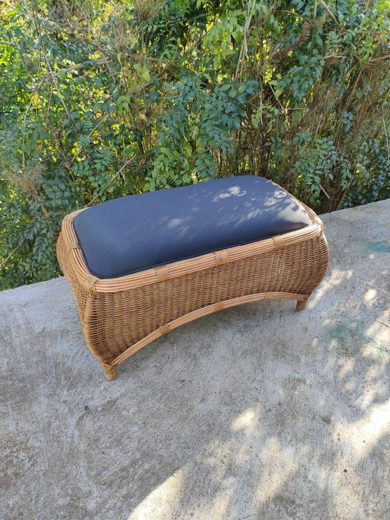 Puff Gido em fibra natural rattan envelhecido