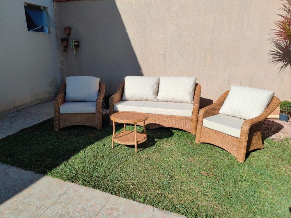 Conjunto Filipina em fibra natural rattan com junco