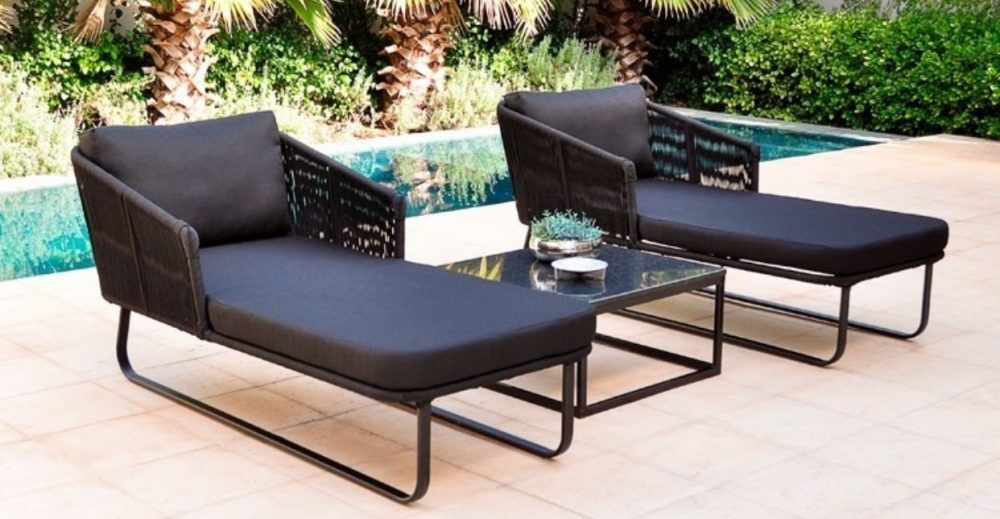 Conjunto Sherow 2 chaise long e 1 mesinha