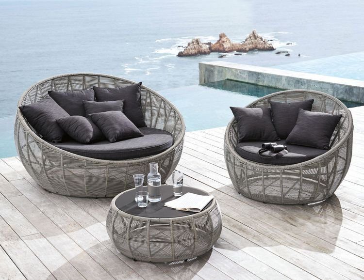 Conjunto Aurora 2 Chaise e 1 mesa em corda náutica