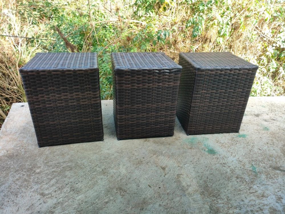 Conjunto Guilha 3 puff em fibra sintética