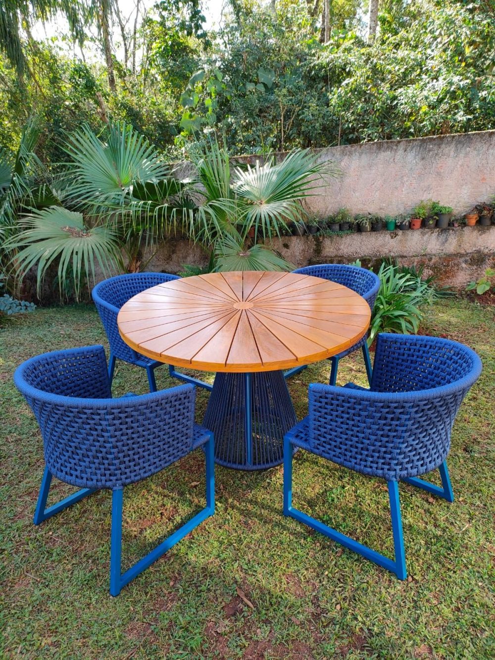 Conjunto Belli 4 Cadeiras e 1 Mesa em Corda Náutica